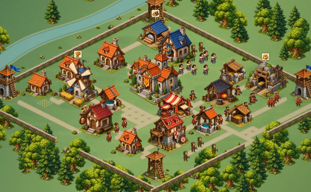 Woodland village scenery